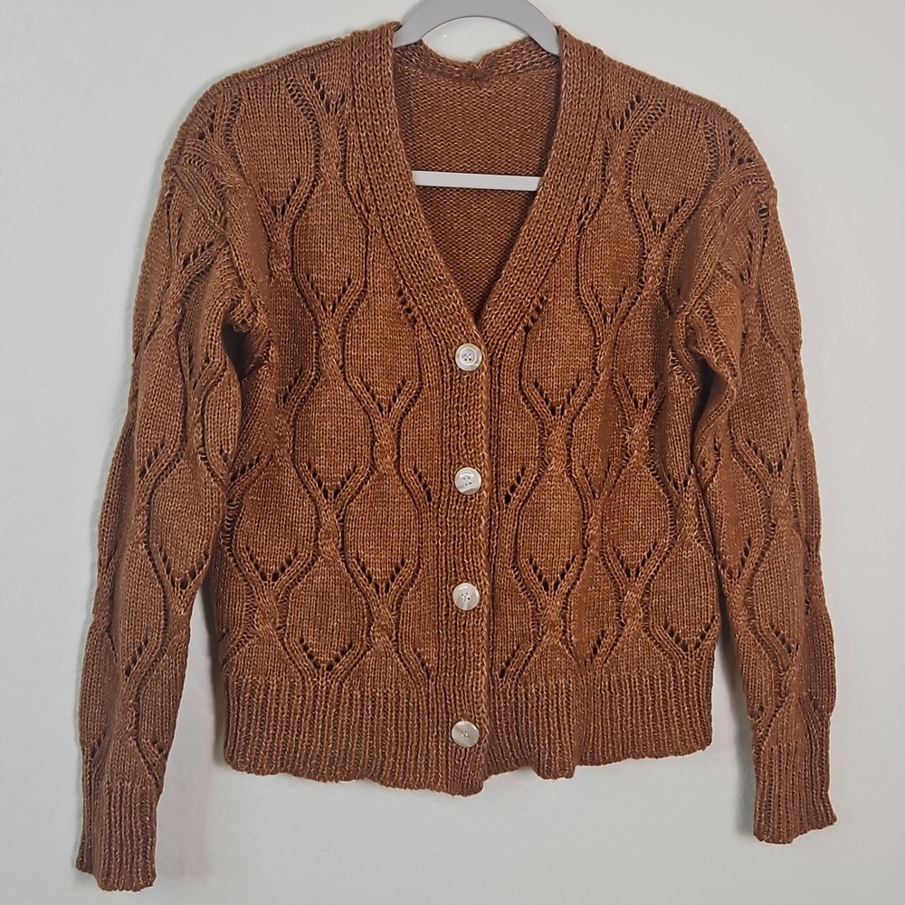 SHEIN Brown Knit Button-Front Cardigan | Women’s Size S